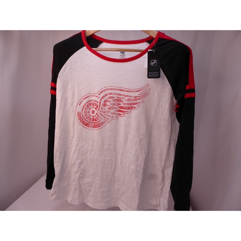 NWT NHL Official Women's Detroit Red Wings Long Sleeved Raglan T Shirt S 4/6